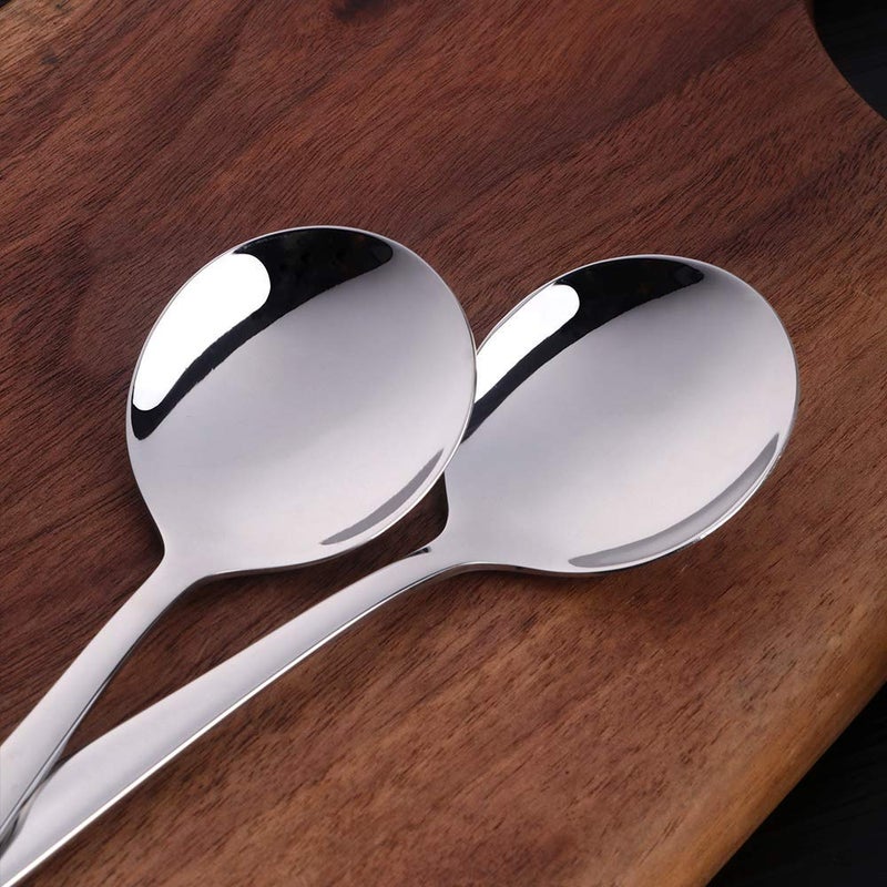 ORAPICH 7-Inch Soup Spoons, Baikai Bouillon Spoon,18/10 Stainless Steel Finished Table Dinner Spoons Set of 4 (Silver) - Image 5